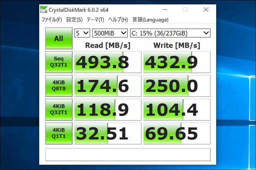 CHUWI LapBook Pro 14.1 CrystalDiskMark結果