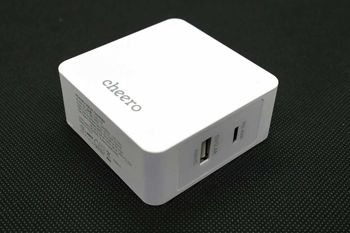 cheero 2 port PD Charger (PD 45W + USB) 本体